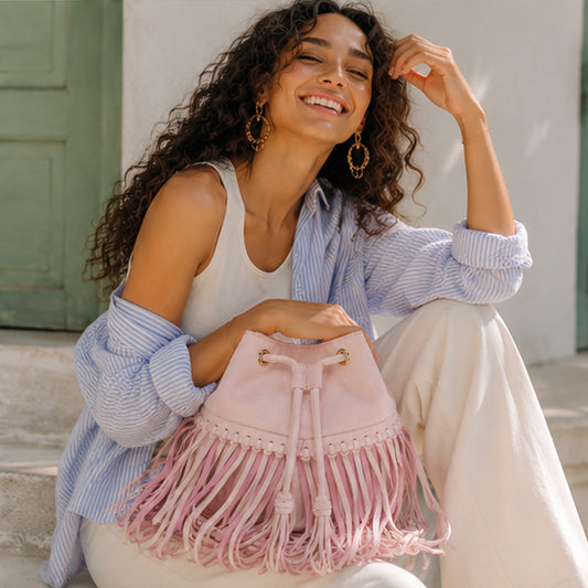 Zorya – Suede Fringe Bucket Bag