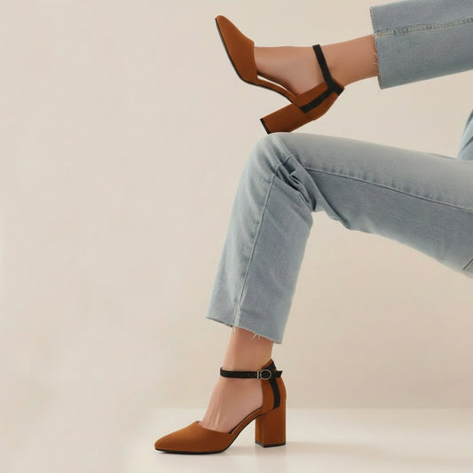 Liza – Suede Mid Block Heel