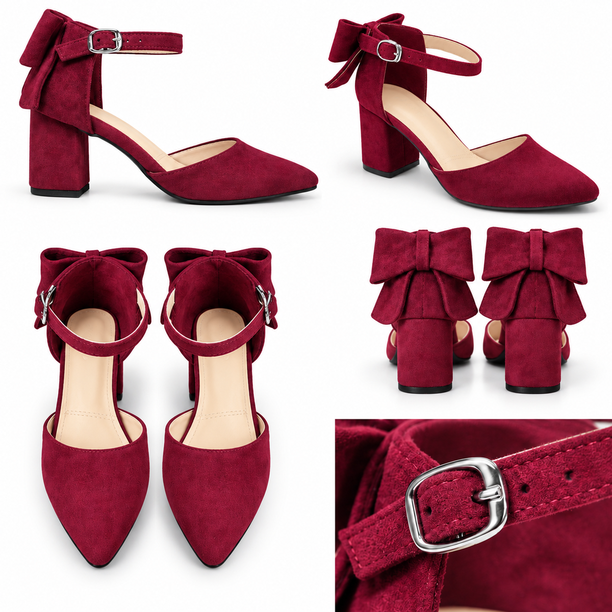 Ruby – Suede Bow Mid Heel