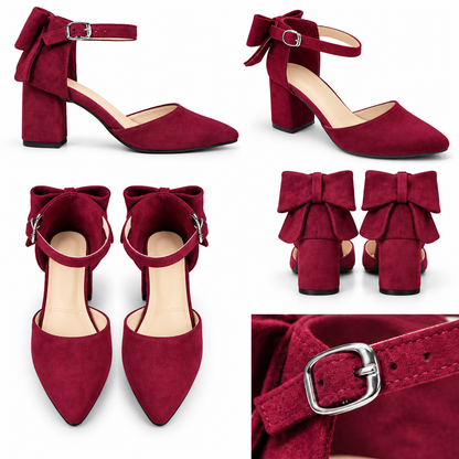 Ruby – Suede Bow Mid Heel