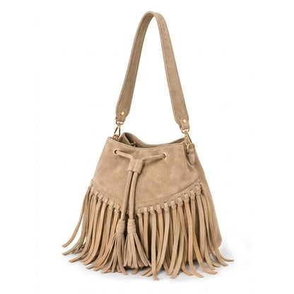 Zorya – Suede Fringe Bucket Bag