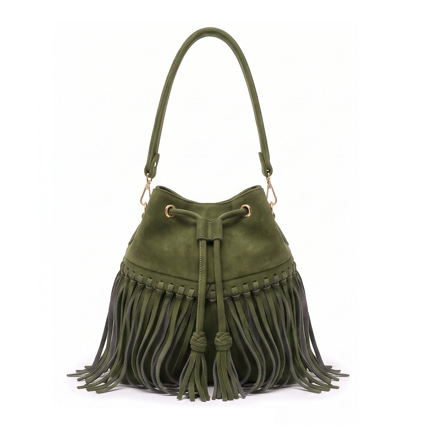 Zorya – Suede Fringe Bucket Bag
