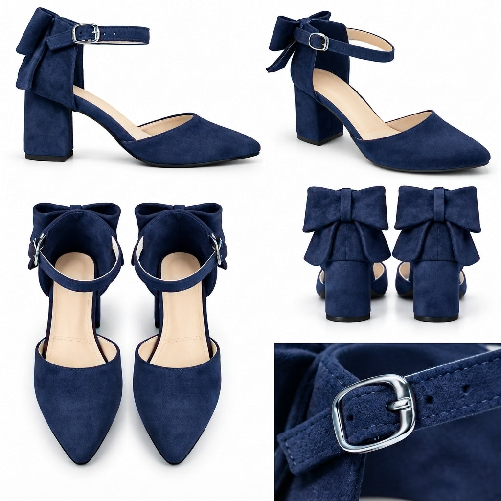 Ruby – Suede Bow Mid Heel