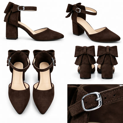 Ruby – Suede Bow Mid Heel
