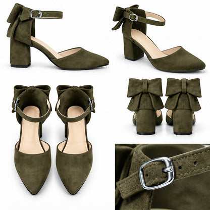 Ruby – Suede Bow Mid Heel