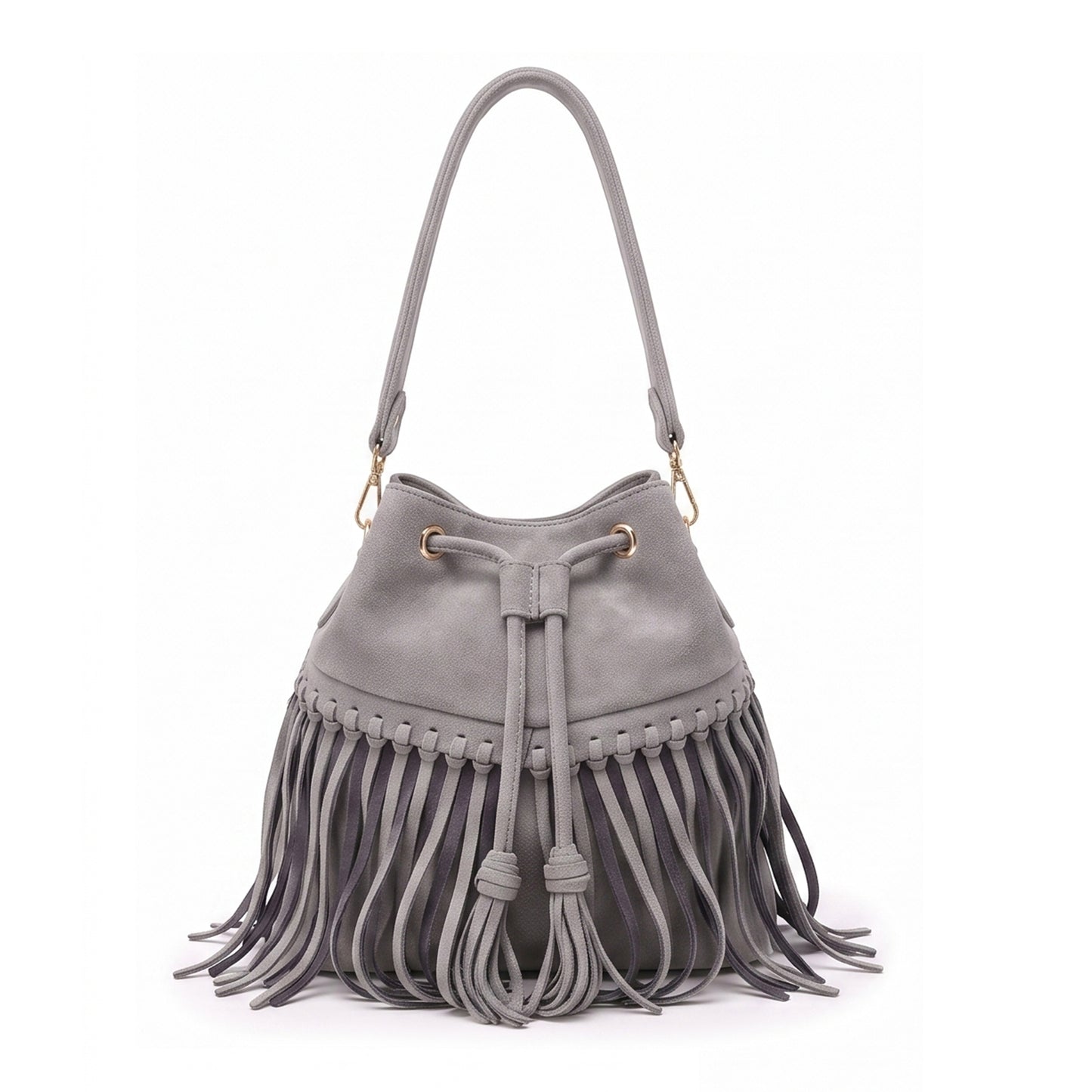 Zorya – Suede Fringe Bucket Bag
