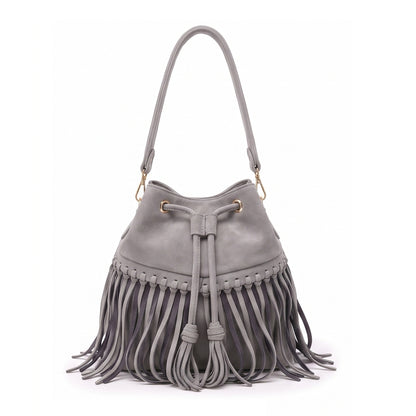 Zorya – Suede Fringe Bucket Bag