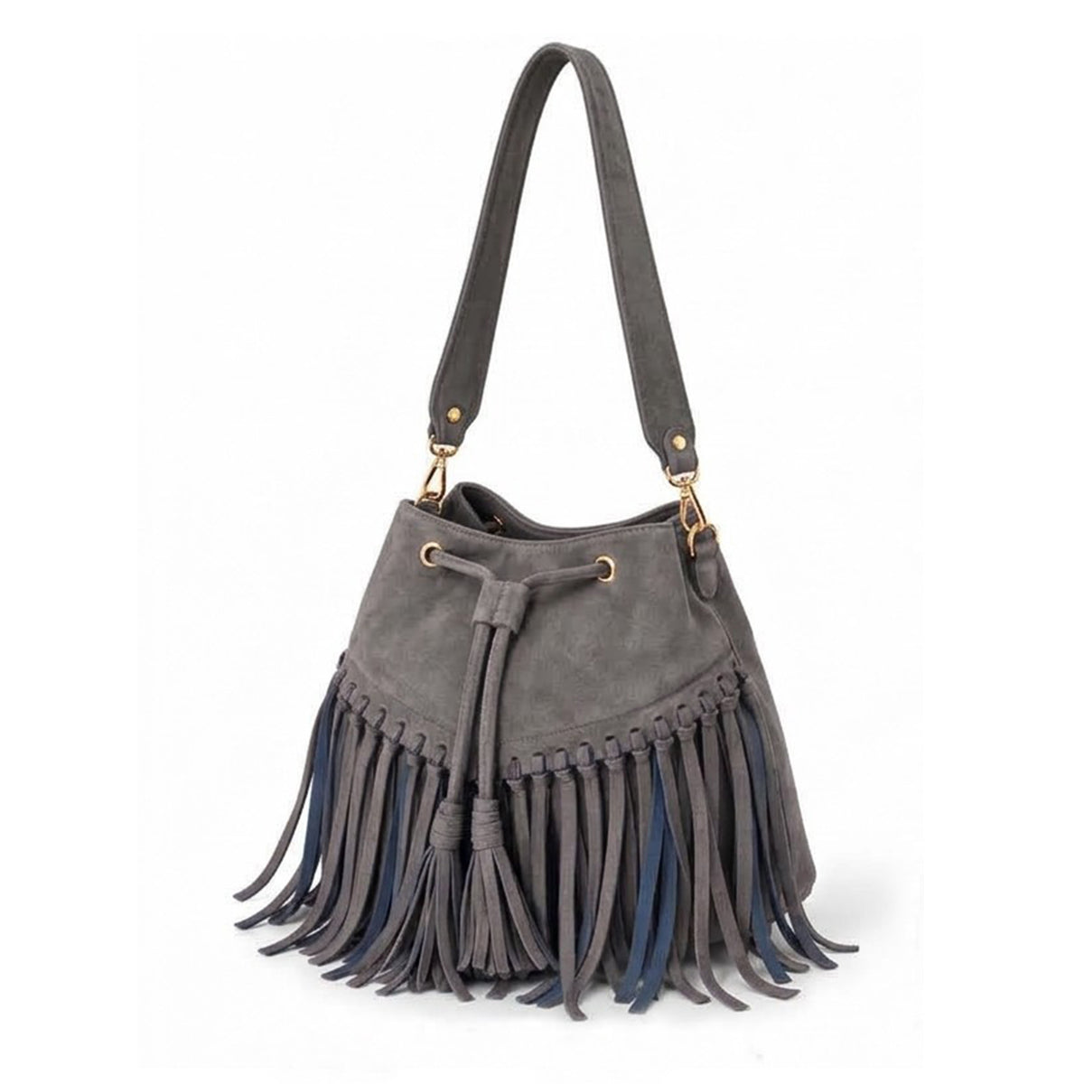Zorya – Suede Fringe Bucket Bag