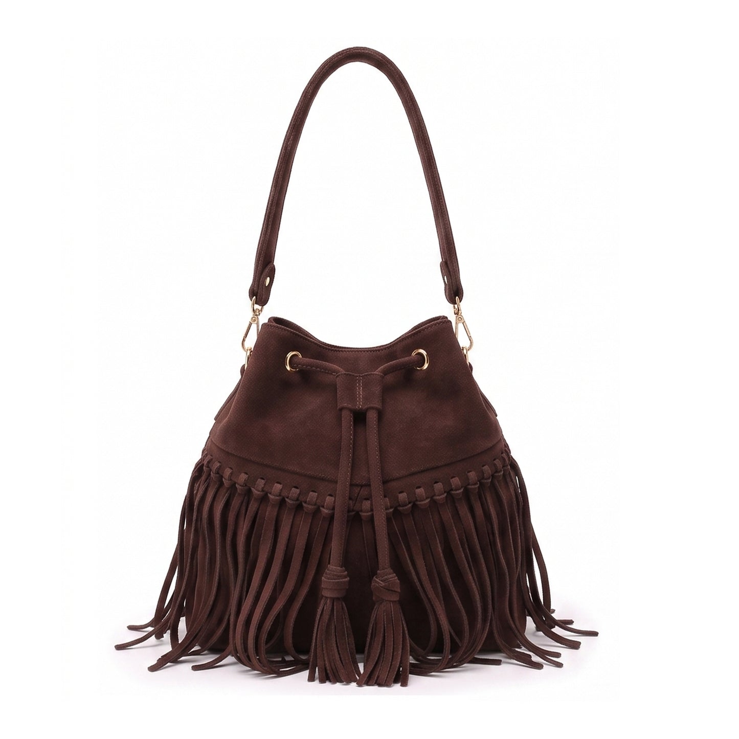 Zorya – Suede Fringe Bucket Bag