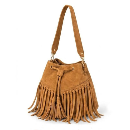 Zorya – Suede Fringe Bucket Bag