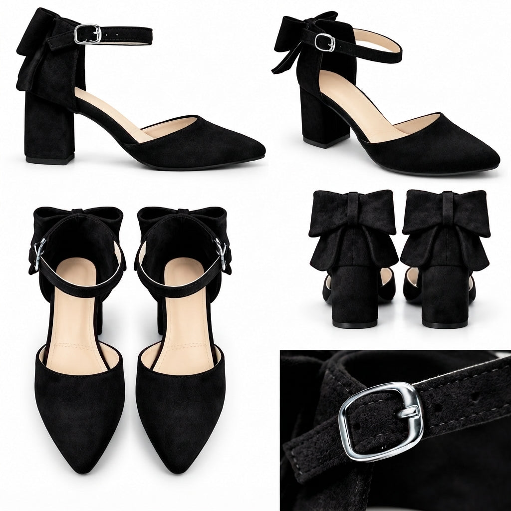 Ruby – Suede Bow Mid Heel