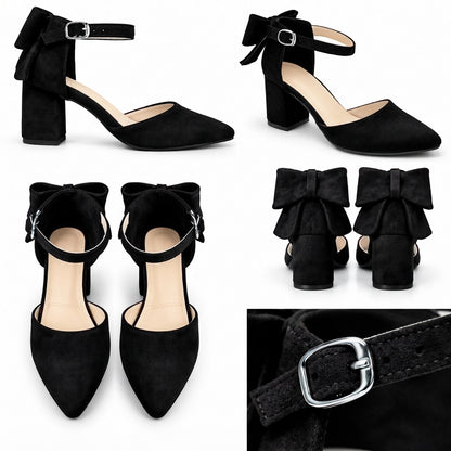 Ruby – Suede Bow Mid Heel