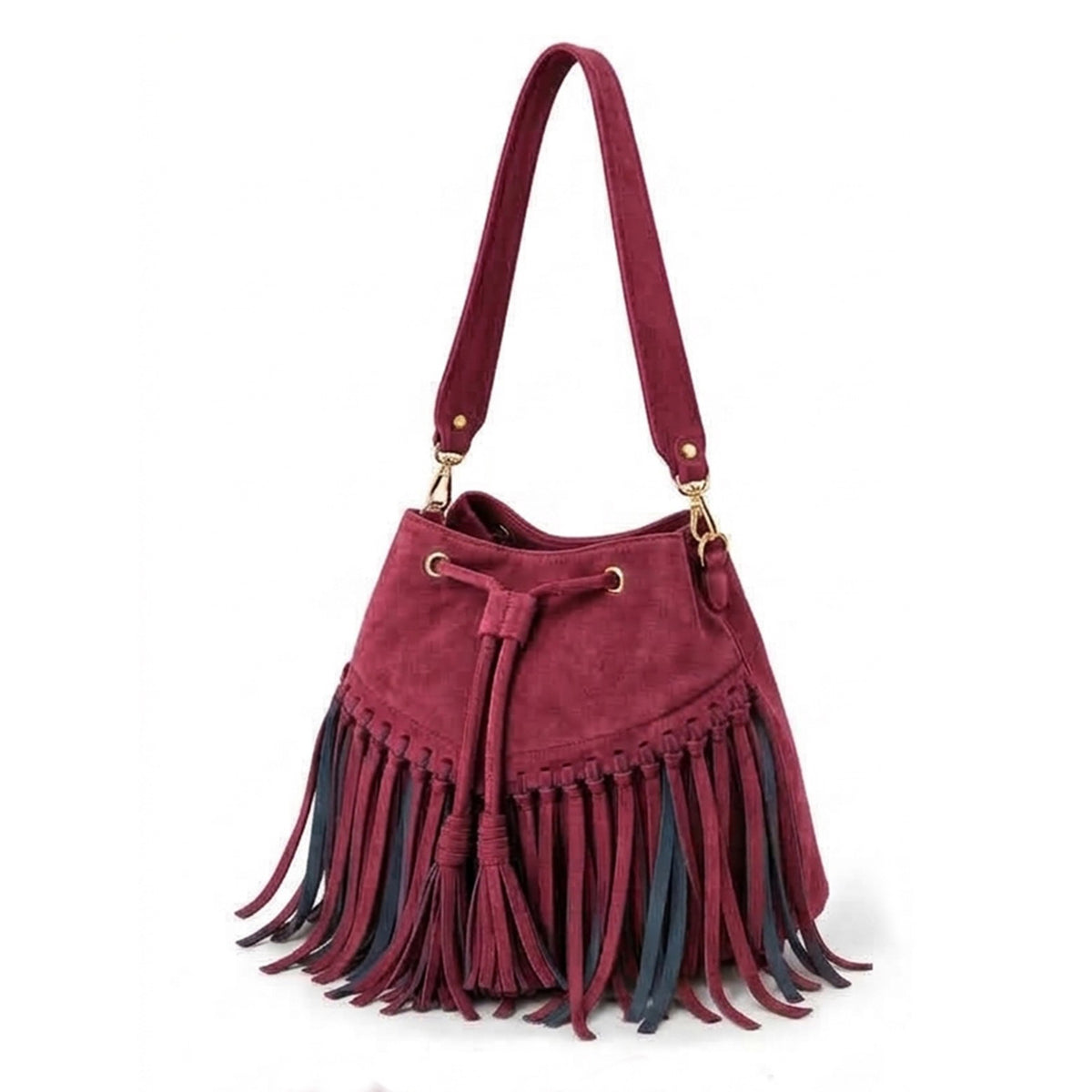 Zorya – Suede Fringe Bucket Bag