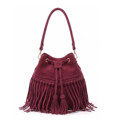 Zorya – Suede Fringe Bucket Bag