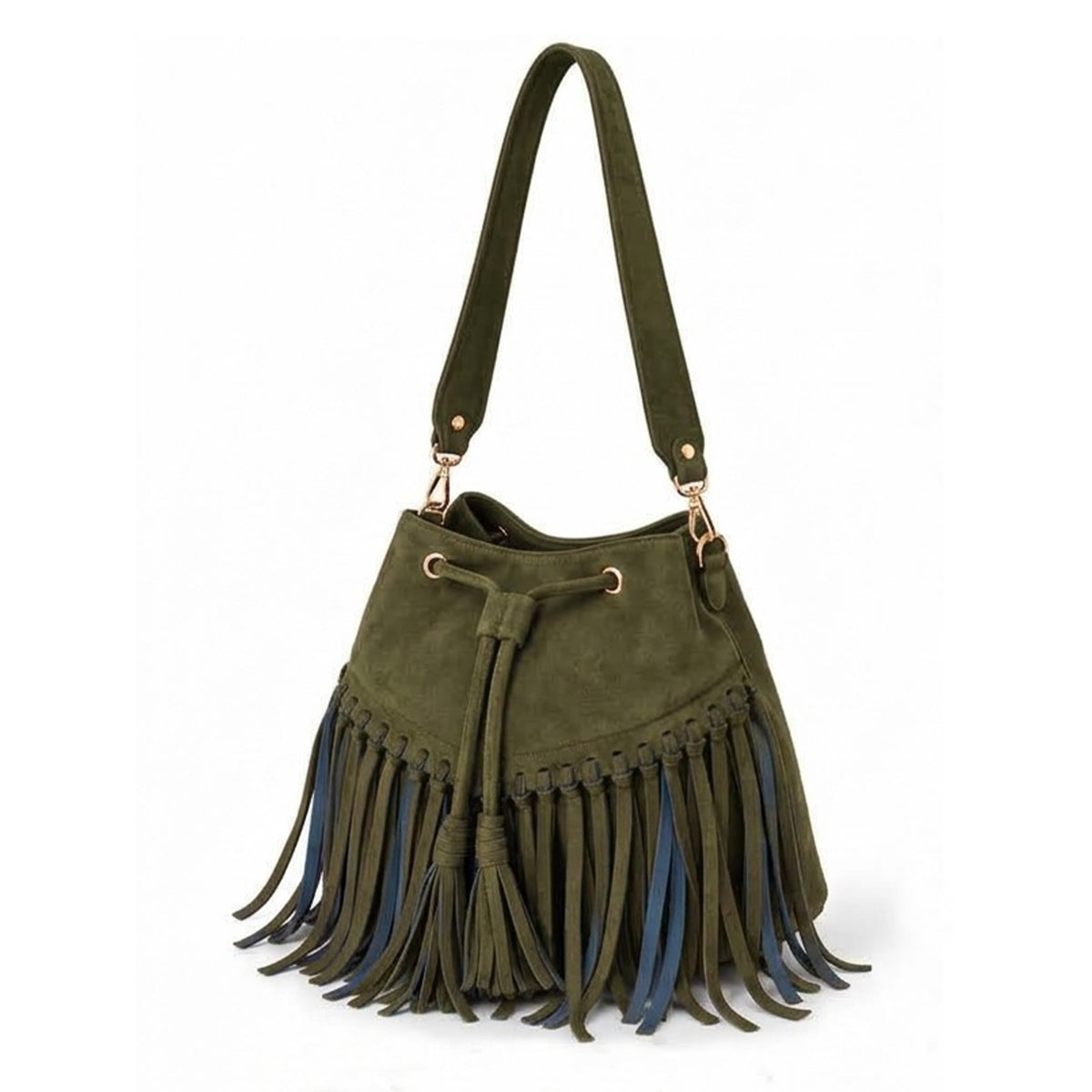 Zorya – Suede Fringe Bucket Bag