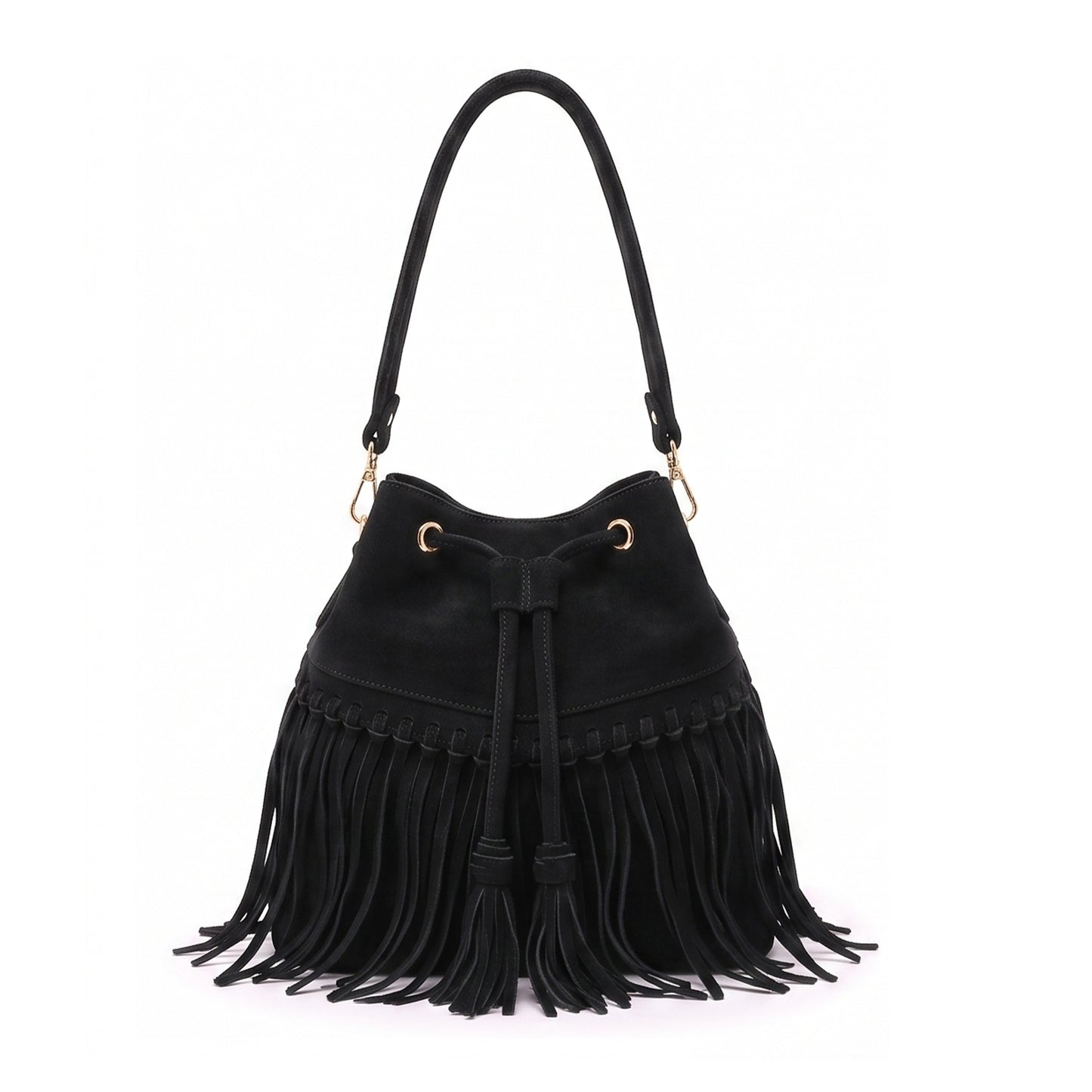 Zorya – Suede Fringe Bucket Bag