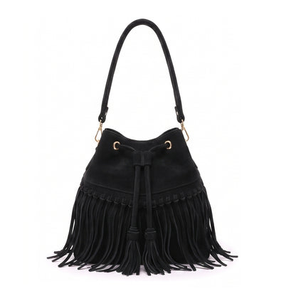 Zorya – Suede Fringe Bucket Bag