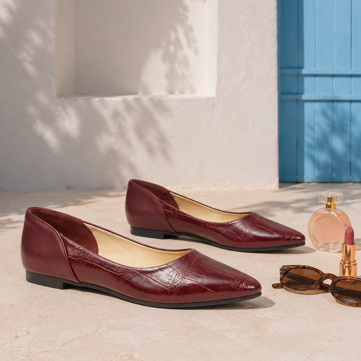 Zavia – Croc Pointed Flats