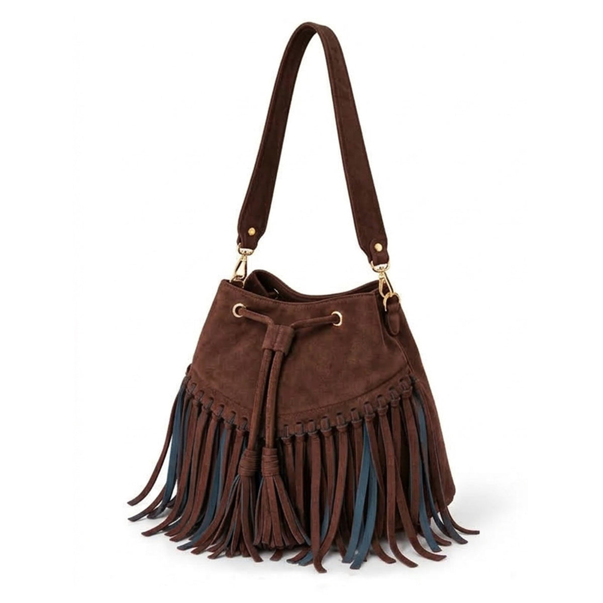 Zorya – Suede Fringe Bucket Bag