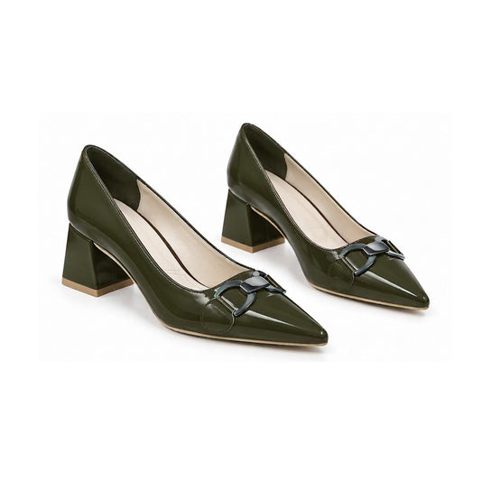 Rosario – Metal Accent Block Heel Pumps