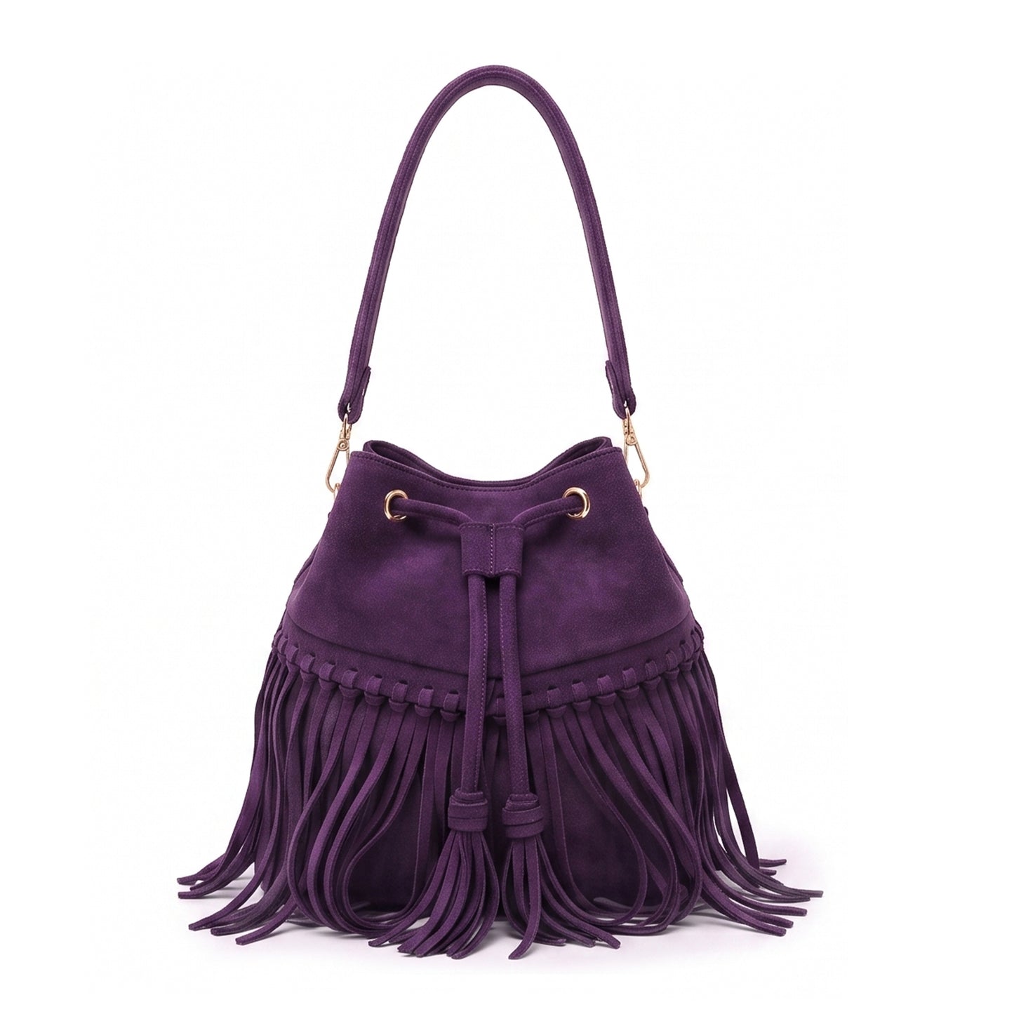 Zorya – Suede Fringe Bucket Bag