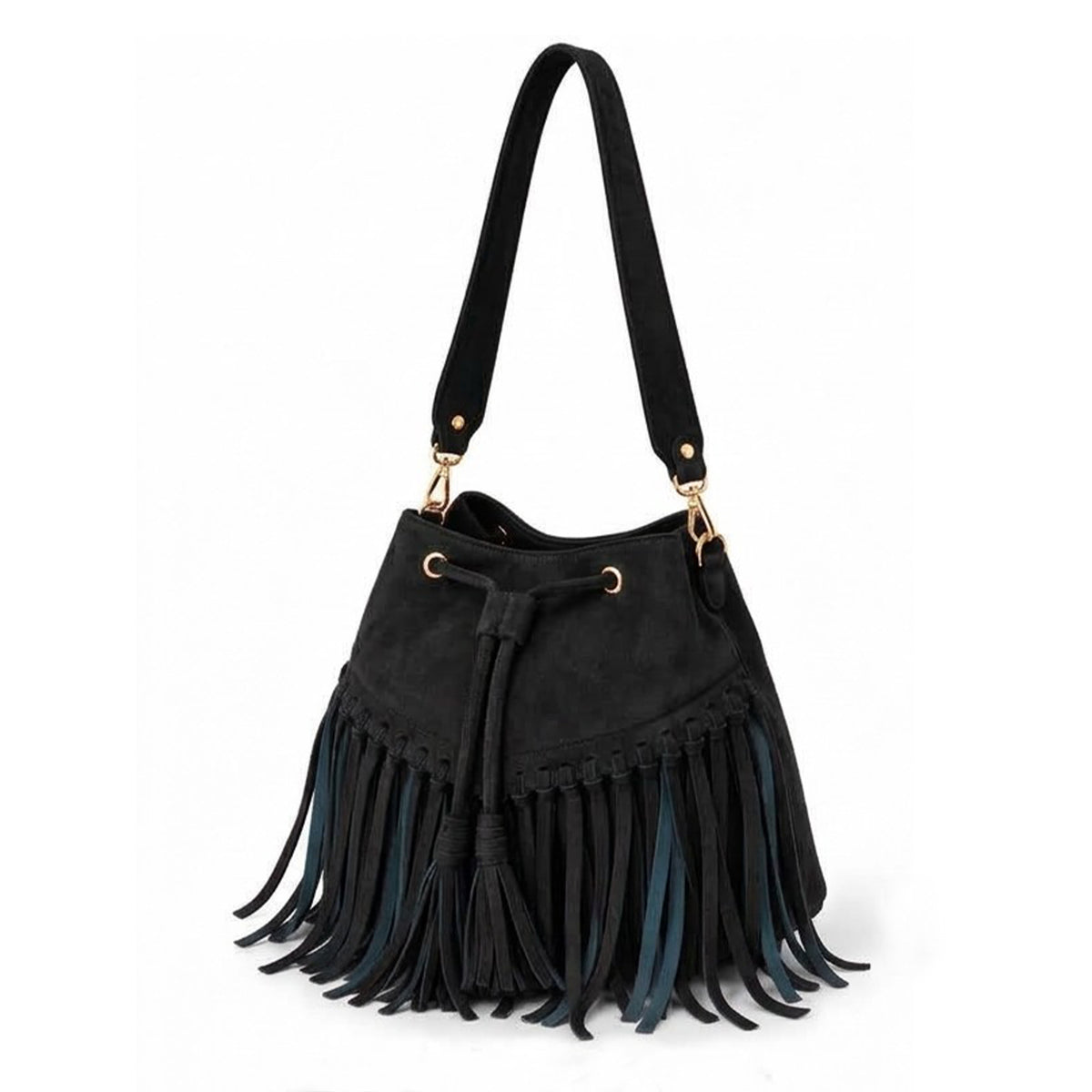 Zorya – Suede Fringe Bucket Bag