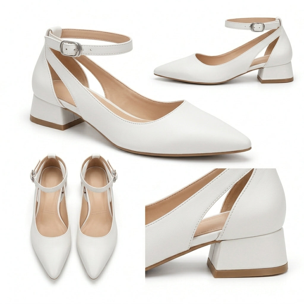 Ronda – Ankle Strap Block Heel Pumps