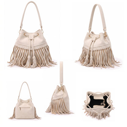 Zorya – Suede Fringe Bucket Bag