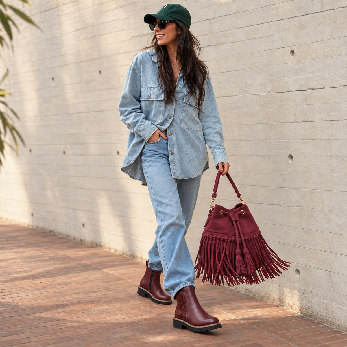 Zorya – Suede Fringe Bucket Bag