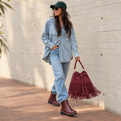 Zorya – Suede Fringe Bucket Bag