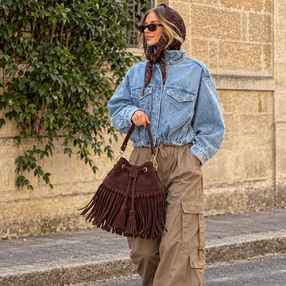 Zorya – Suede Fringe Bucket Bag