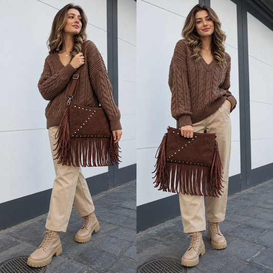 Durango – Studded Fringe Convertible Clutch