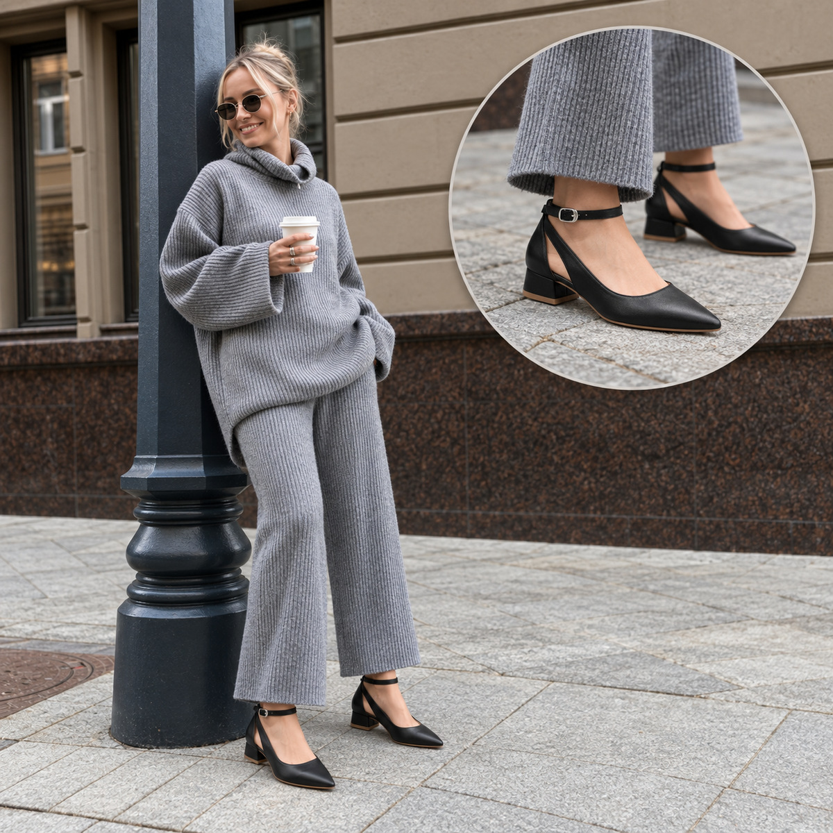 Ronda – Ankle Strap Block Heel Pumps