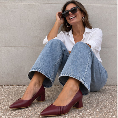 Madison – Pleated Block Heel Pumps
