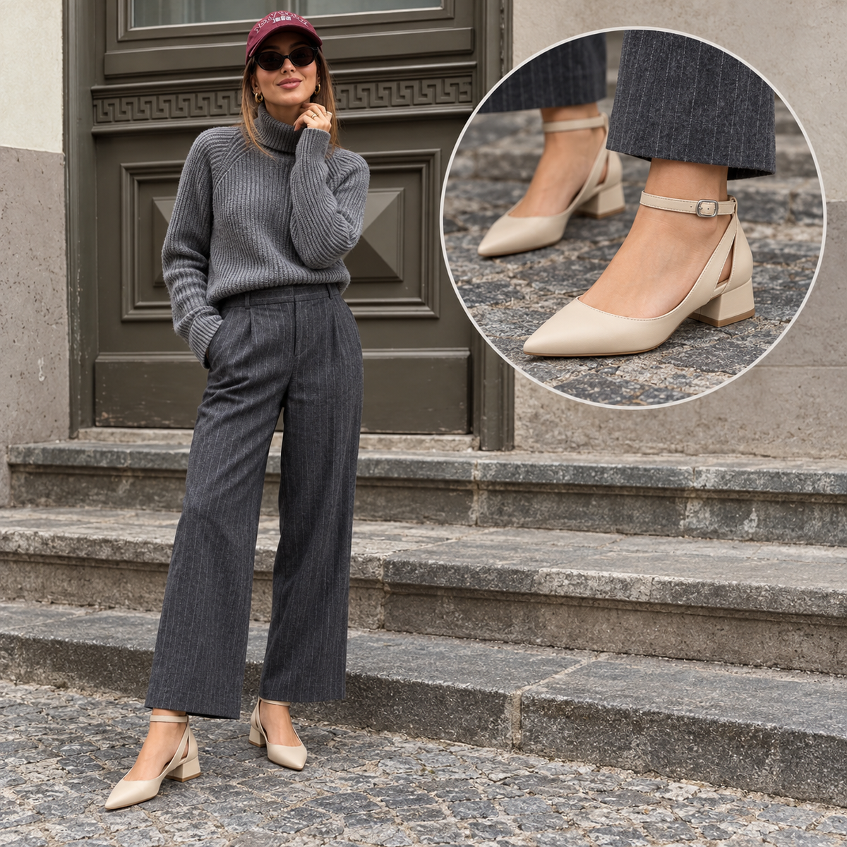 Ronda – Ankle Strap Block Heel Pumps