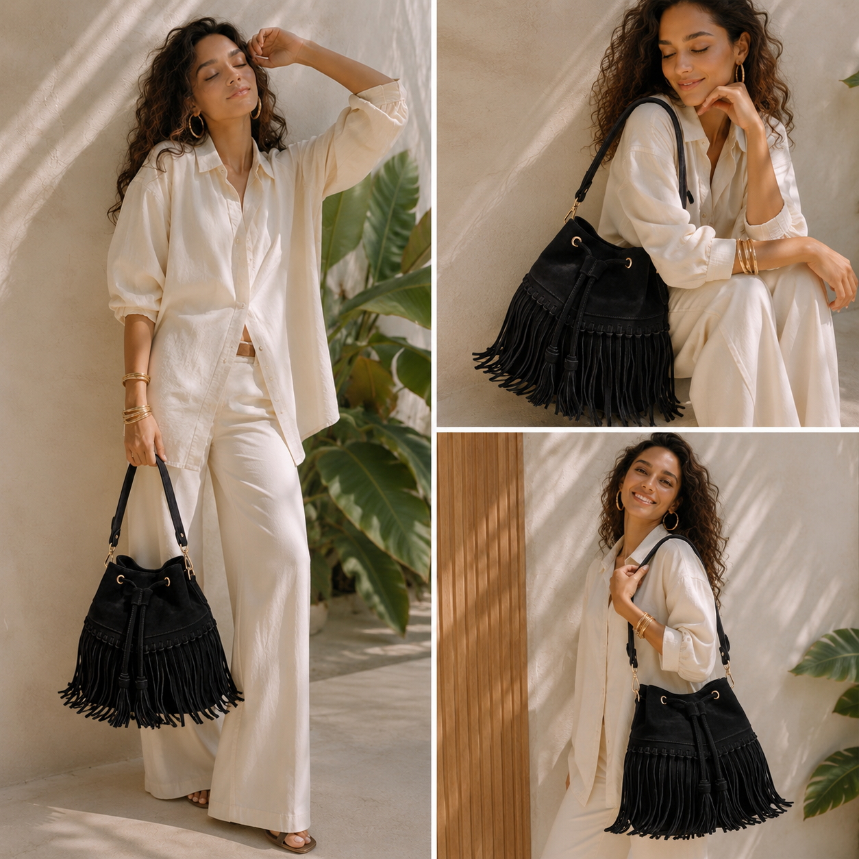 Zorya – Suede Fringe Bucket Bag