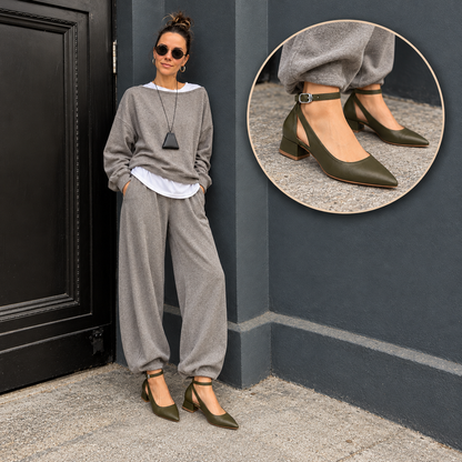 Ronda – Ankle Strap Block Heel Pumps