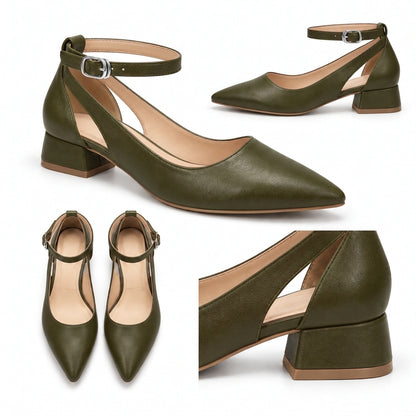 Ronda – Ankle Strap Block Heel Pumps
