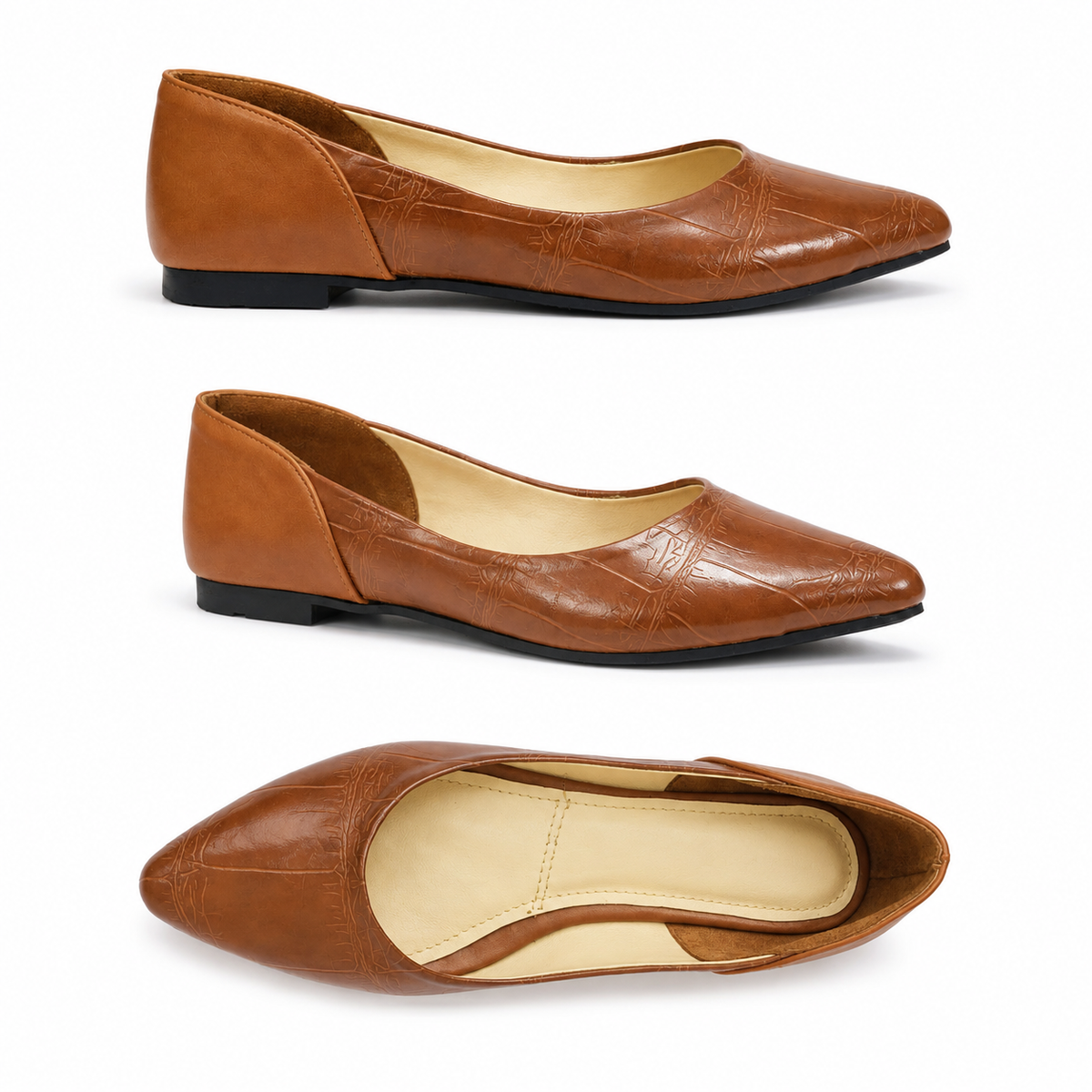 Zavia – Croc Pointed Flats