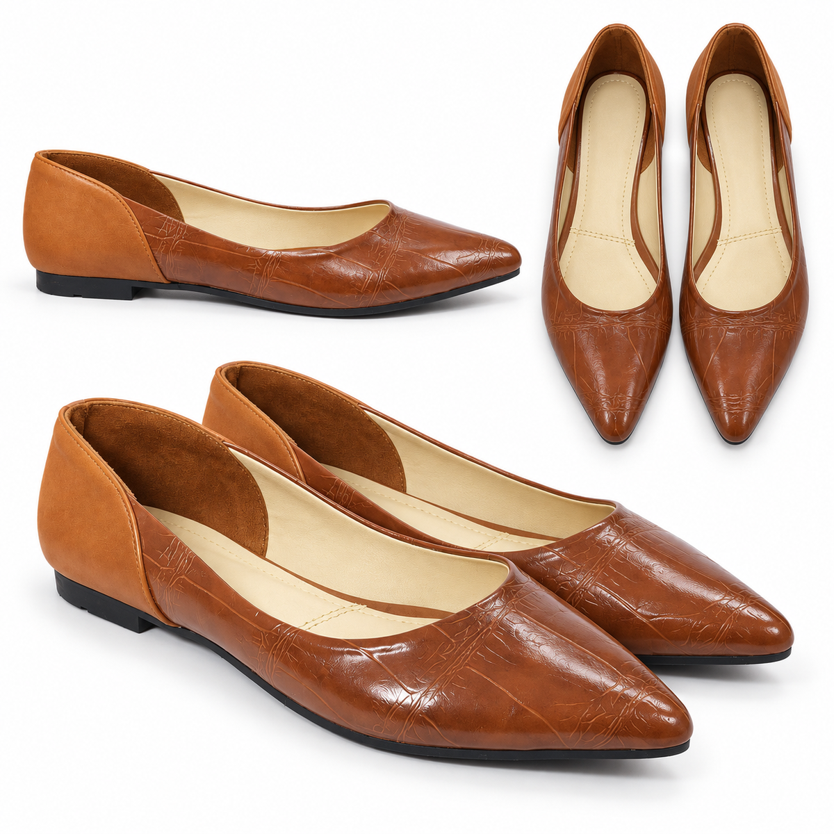 Zavia – Croc Pointed Flats