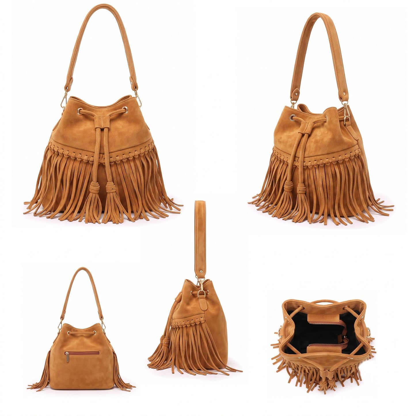 Zorya – Suede Fringe Bucket Bag