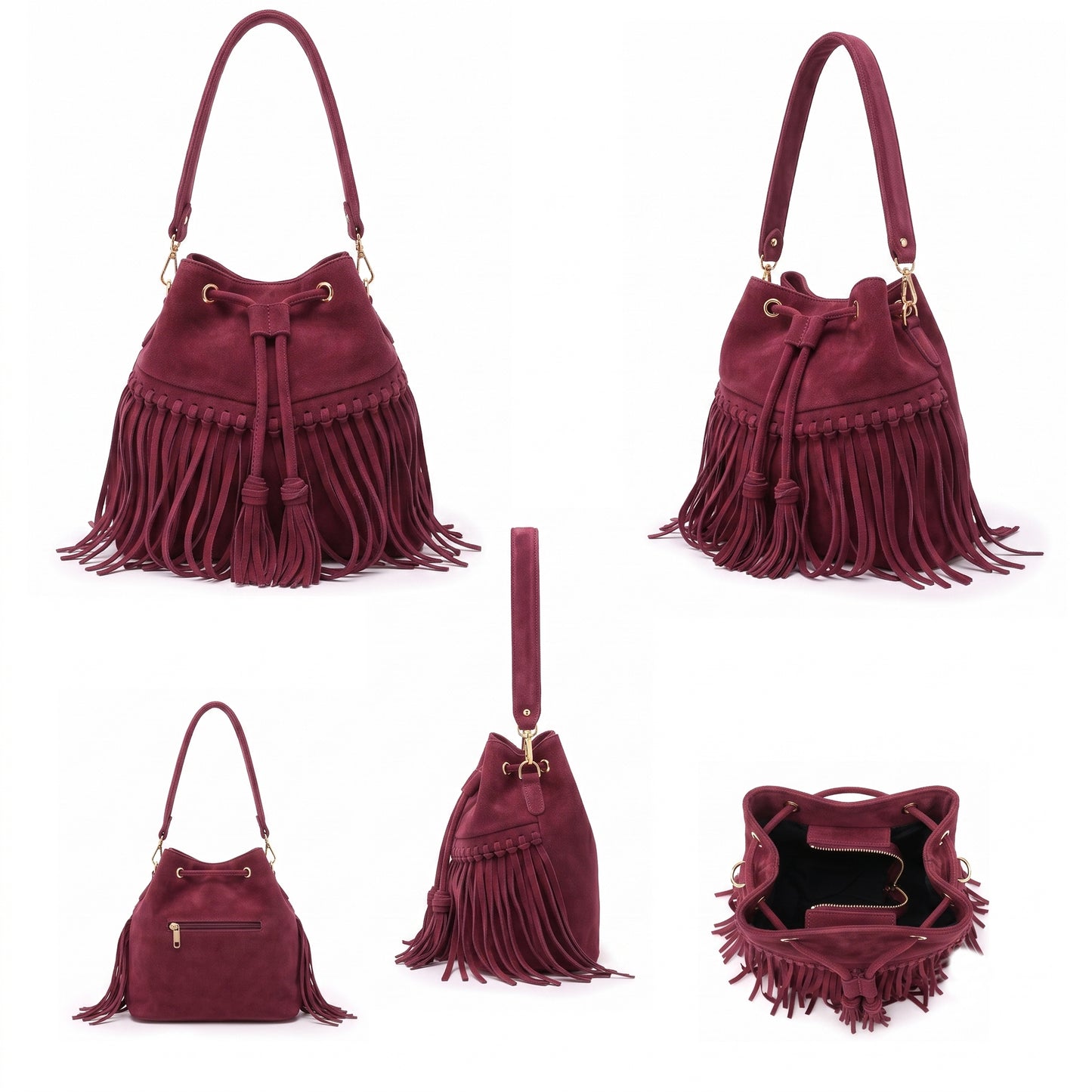 Zorya – Suede Fringe Bucket Bag