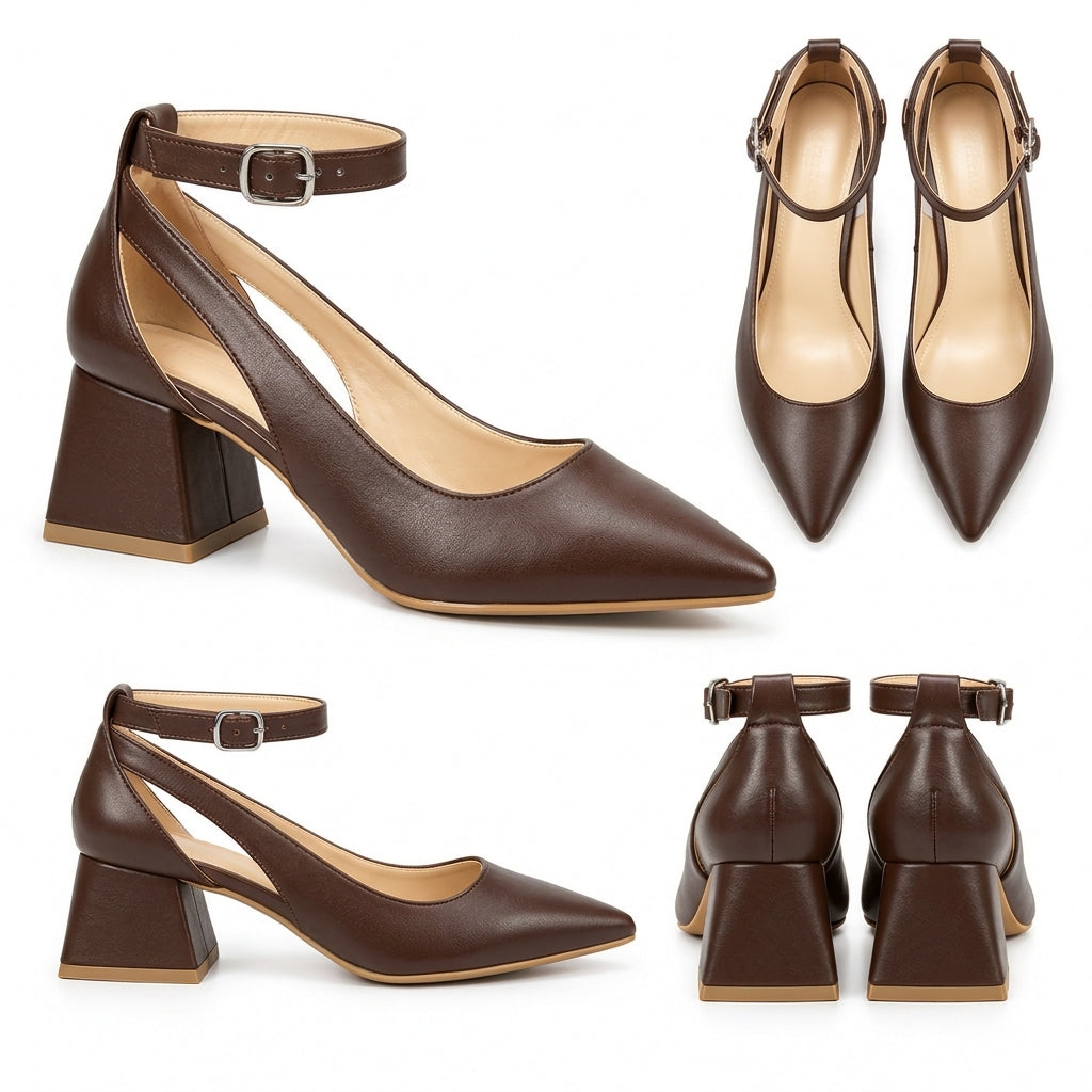 Altea – Ankle Strap Block Heel Pumps