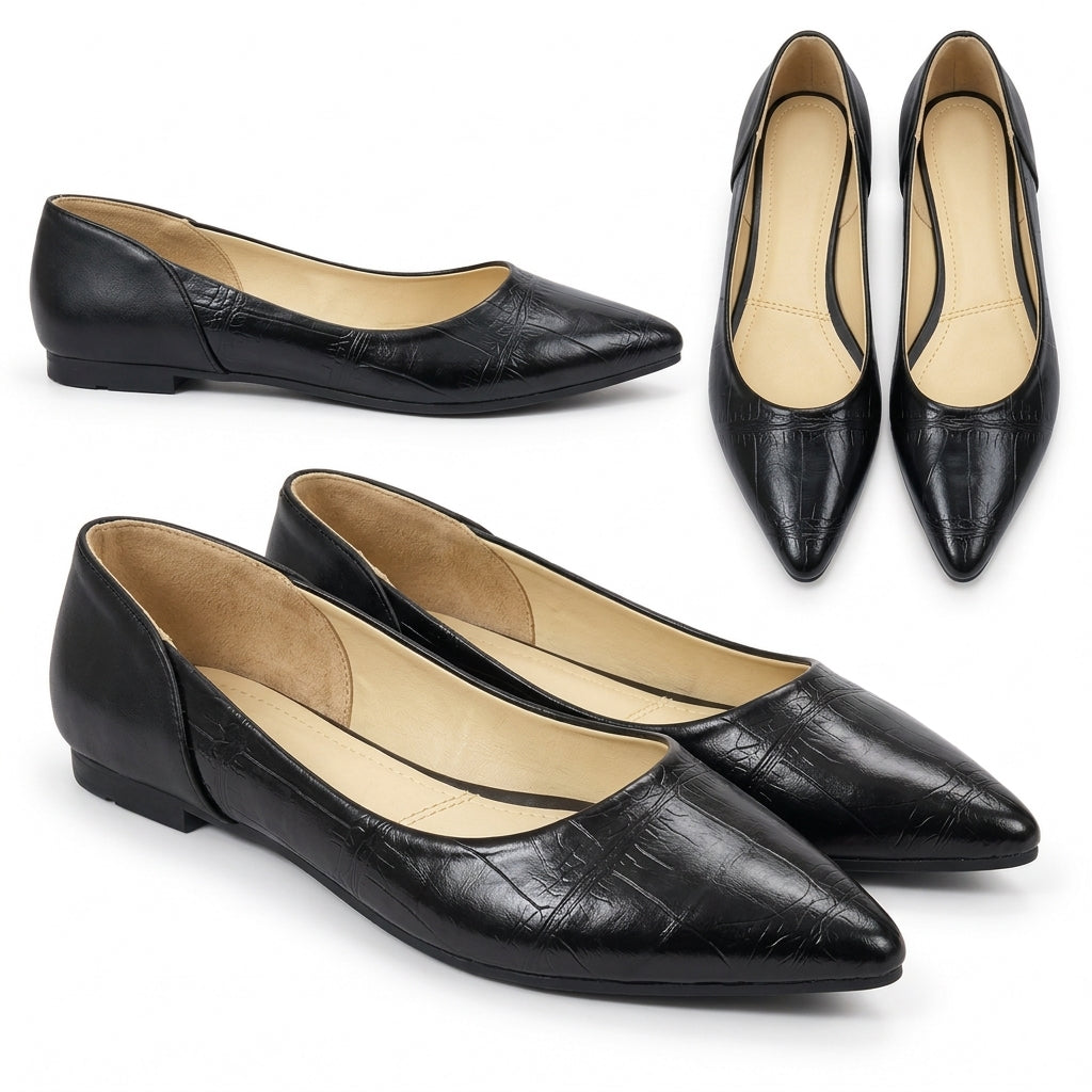 Zavia – Croc Pointed Flats