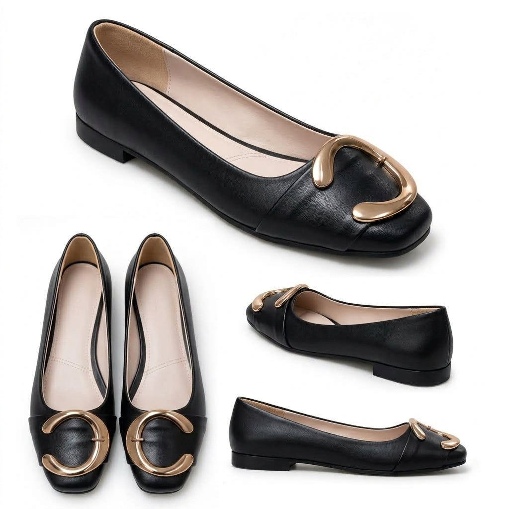 Calyra – Gold Accent Flats
