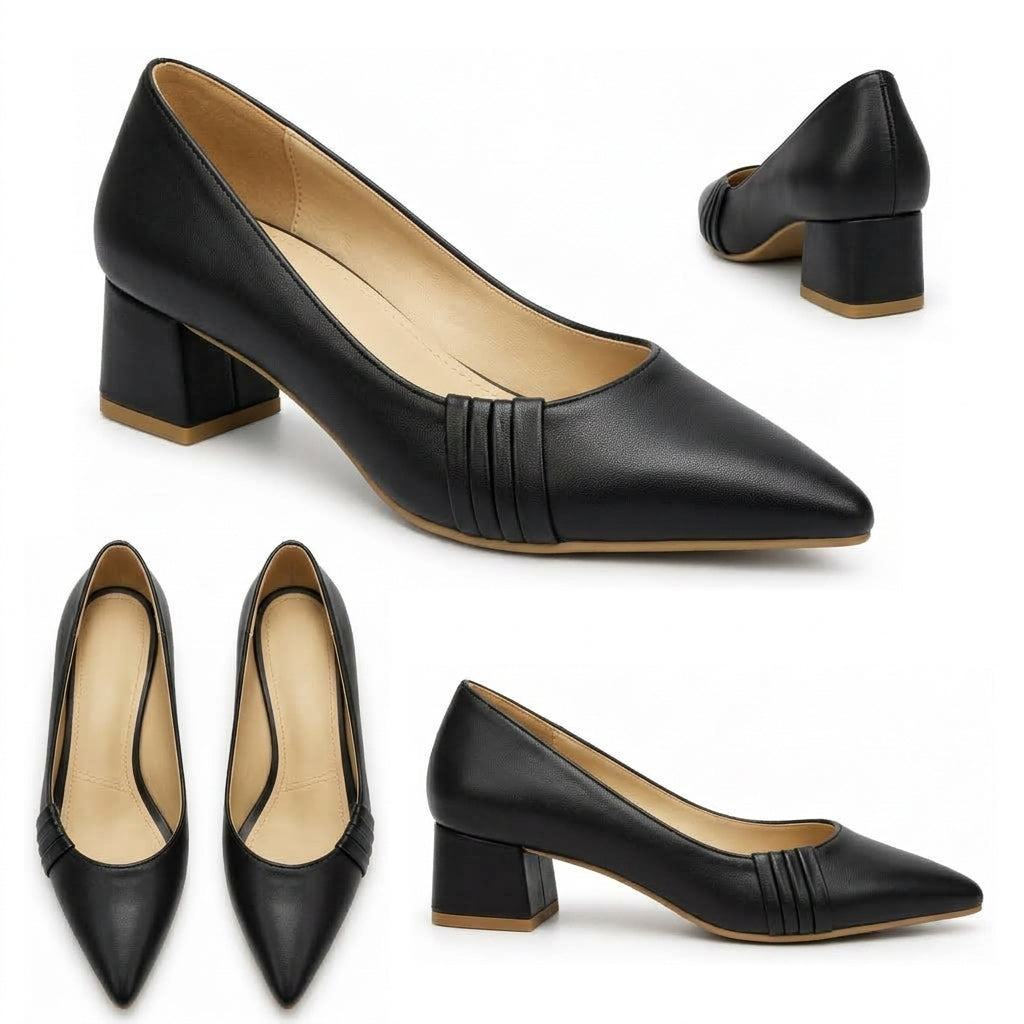 Madison – Pleated Block Heel Pumps