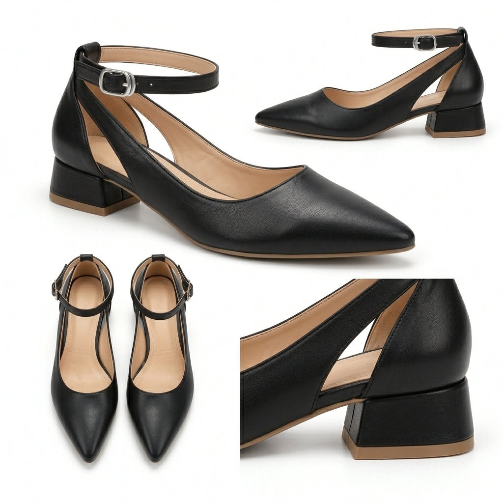 Ronda – Ankle Strap Block Heel Pumps