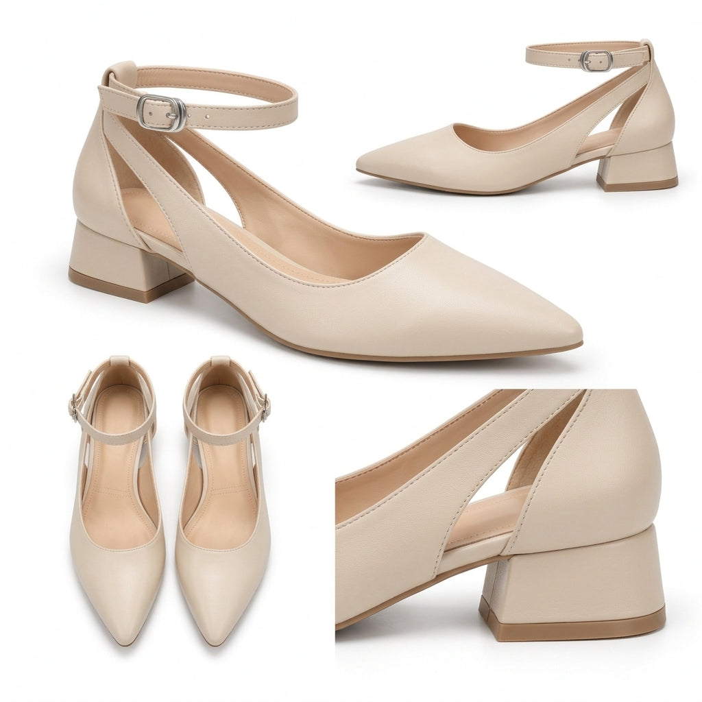 Ronda – Ankle Strap Block Heel Pumps