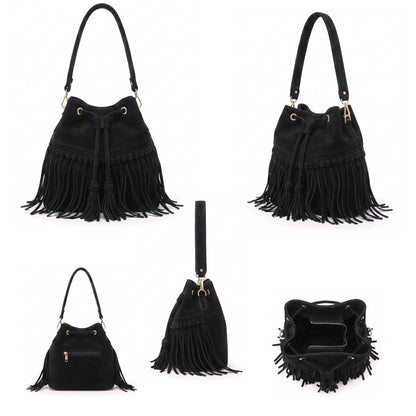 Zorya – Suede Fringe Bucket Bag